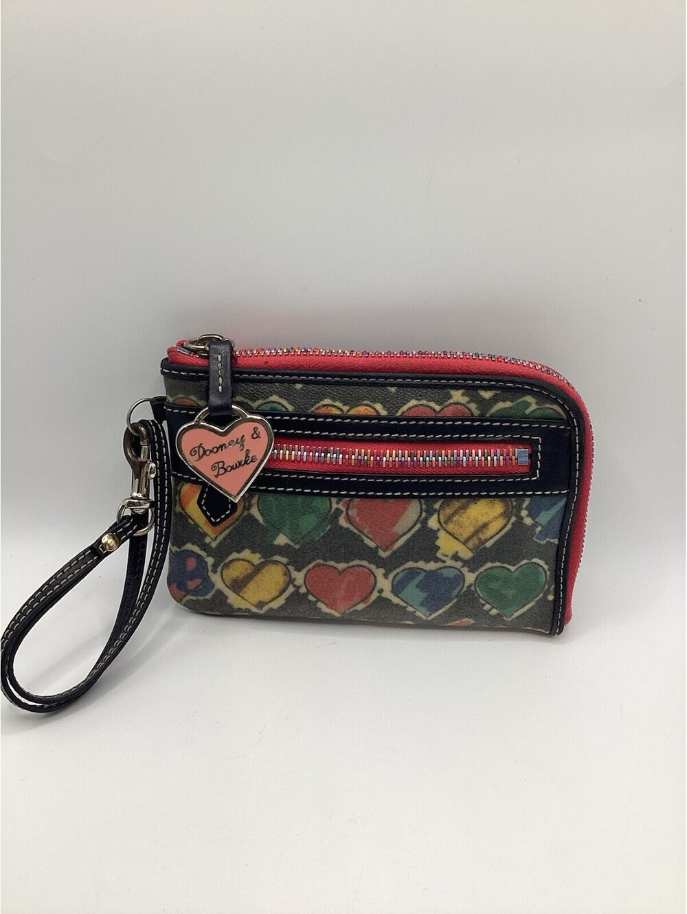 Dooney & Bourke Leather Sweetheart Hearts Wristlet Valentine's Day Rare Vintage
